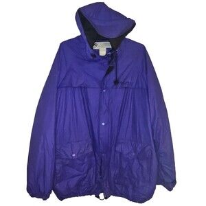 Columbia Rain Jacket VINTAGE Purple Mens Size XL 100% Nylon Vented Back
